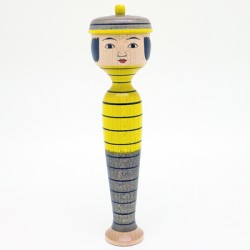 木地山系　三春文雄　帽子治一型　黄×薄墨ニット帽
